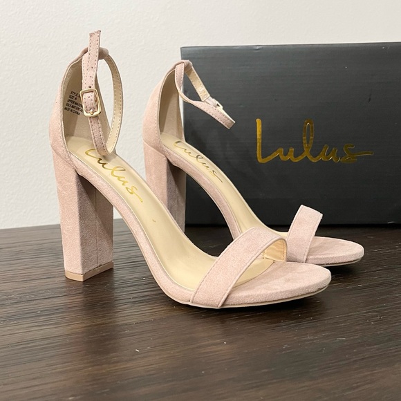 New in box lulus Taylor Blush Suede Ankle Strap Heels size 6 - Picture 6 of 7